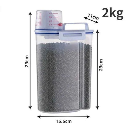 Dog & Cat Food Storage Container – 1.5kg/2kg with Measuring Cup