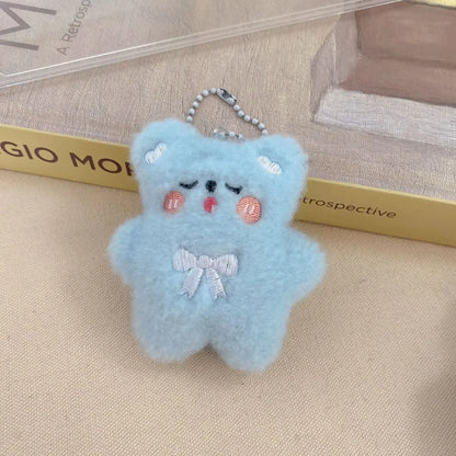 Cartoon Bear Squeak Plush Keychain Toys Pendant Cute Doll Toy Kawaii Soft Stuffed Bag Charms Decorations for Couple Friends Gift