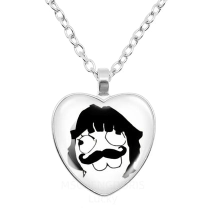 Rage Comic Heart Pendant Necklace | Funny Meme Derp Face Trollface Jewelry Gift