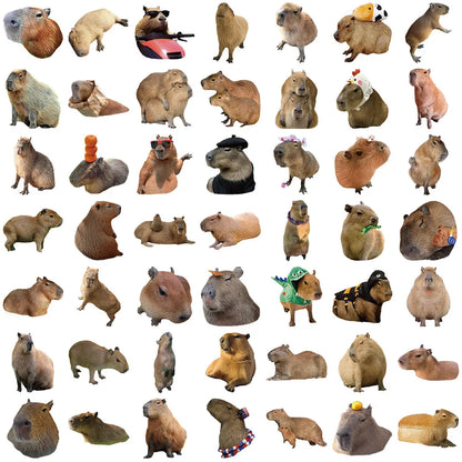 50Pcs Cartoon Capybara Graffiti Stickers | Waterproof Decals for Guitars, Laptops, and Luggage