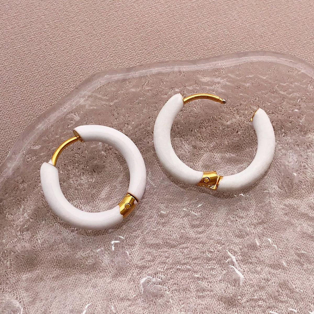 2pcs Candy Color Enamel Hoop Earrings | Sweet Summer Stainless Steel Jewelry