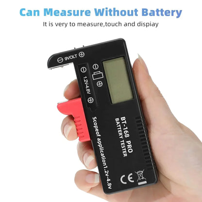 BT-168 Universal Battery Tester | Compact Household Power Meter for AA, AAA, C, D, 9V, and Button Cells