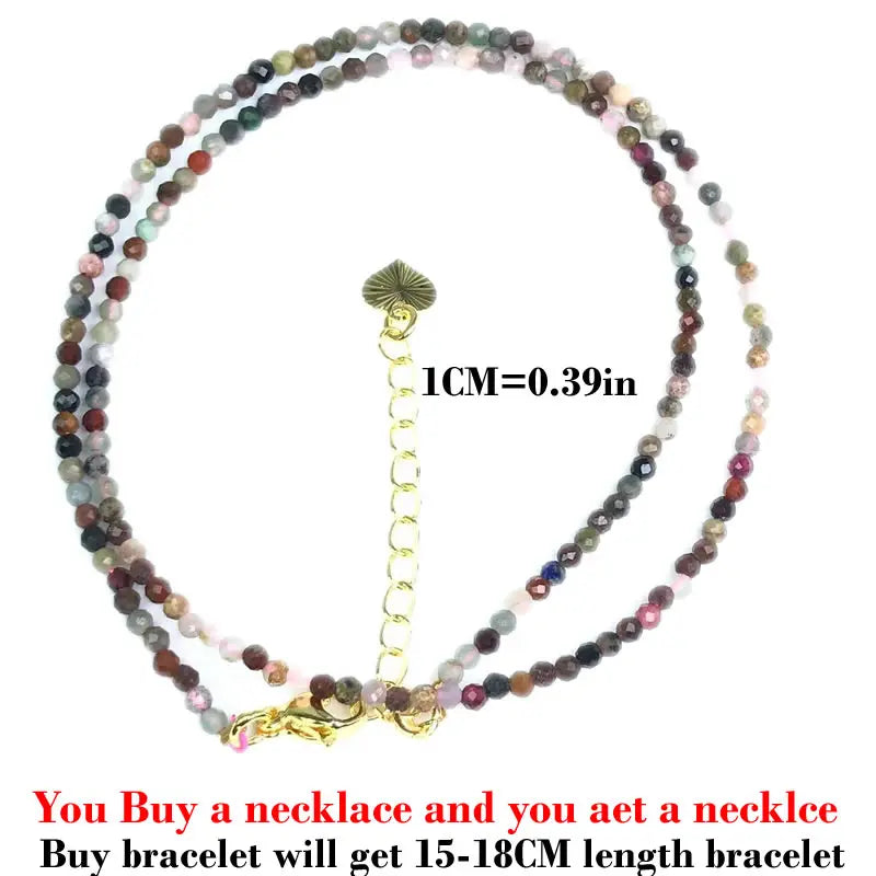 Fashion Faceted 2mm Beads Necklace | Mini Natural Stone Amethyst Quartz Agate Choker