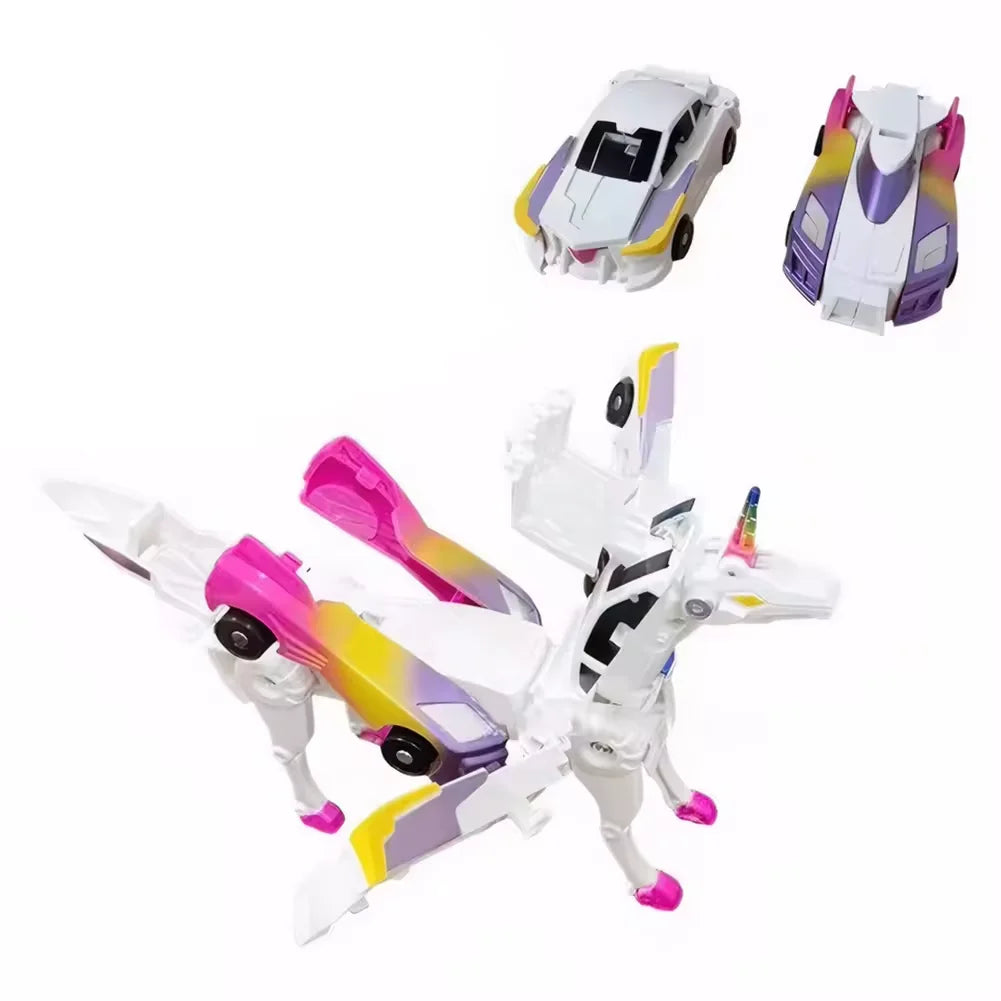 Unicorn Transformer : Magic Transformation Super Combination Car Toy 2 In 1 Kids Magnetic Collision Transforming Car Diy Toy