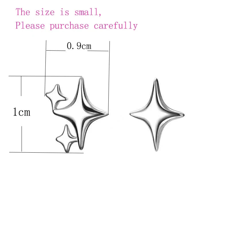 VENTFILLE Gold Star Stud Earrings | Asymmetrical 925 Silver Fashion Jewelry for Women