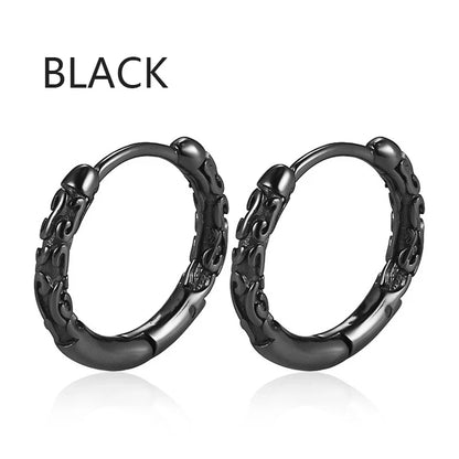 2pc Punk Cross Feather Stud Earrings | Unisex Stainless Steel Hoop Earrings