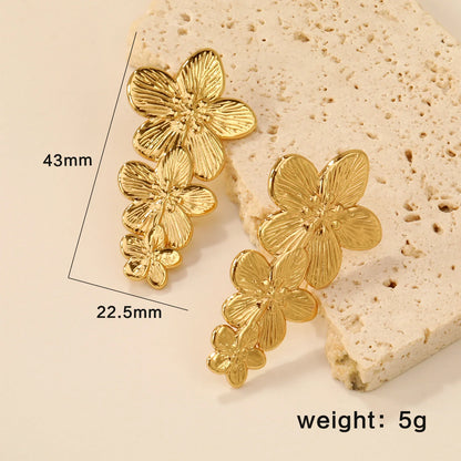 LUXUKISSKIDS Fairy Flower Earrings Stud | Gold-Plated Stainless Steel Piercing Jewelry for Women