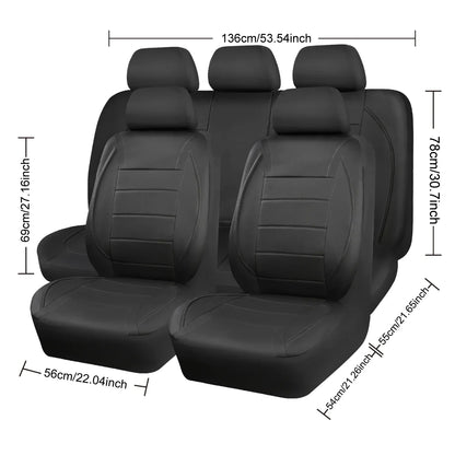 Universal Leather Car Seat Covers Red Simple Waterproof 5 Seat Car Seat Cover