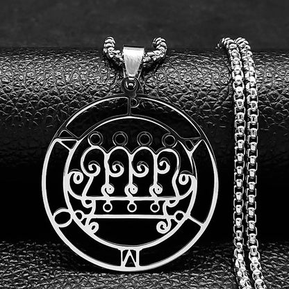 Sigeal Sigil De Lucifer Stainless Steel Satan Necklace | Asmoday Key Baphomet Pendant Jewelry