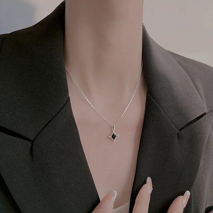 VOQ Silver Square Pendant Necklace | Fashion Gift for Women