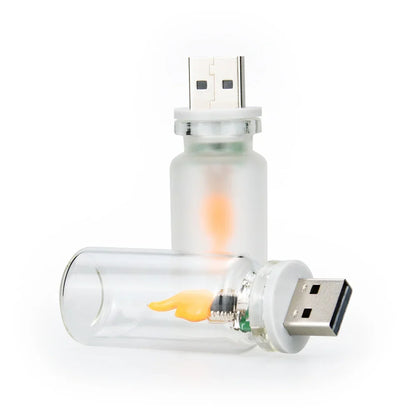USB LED Flashing Candle Light | 5V Flame Night Light with Frosted Clear Glass and Touch Control