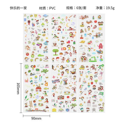 6Pcs Waterproof Cartoon Sticker Set | Cute DIY Decals for Laptops, Phones, and Planners