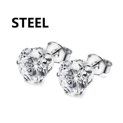 Punk Stainless Steel Stud Earrings Set | Unisex Gothic Hip Hop Ear Piercing Jewelry