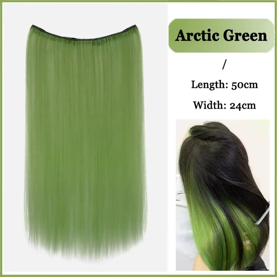 Synthetic Long Straight Clip In Hair Extension | 4 Clips Hidden Hair Piece Wig