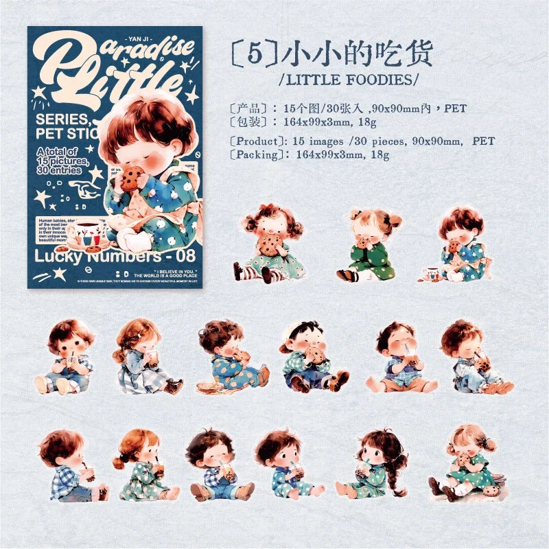 30pcs Cute Girl Stickers for DIY Planner Scrapbooking | Lovely Paradise Decal Pack