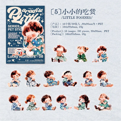 30pcs Cute Girl Stickers for DIY Planner Scrapbooking | Lovely Paradise Decal Pack