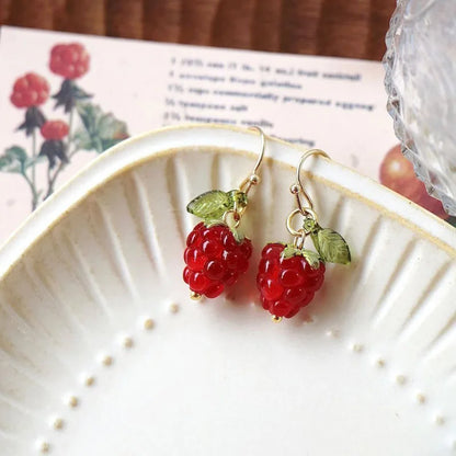 Raspberry Earrings | Cute Fruit Aesthetic Handmade Drop Earrings