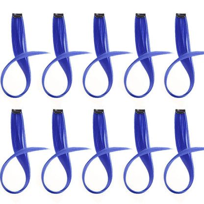 10pcs 22Inch Synthetic Long Straight Hair Extensions Clip in Colored Party Highlights Hairpieces for Women Kids Girls