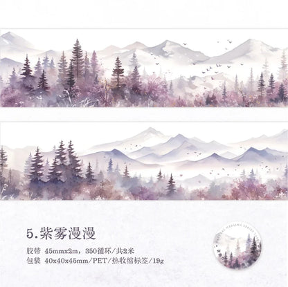 Natural Forest Tape Sticker | 4.5x200cm Scenery Decorative Masking Tape for Junk Journal Scrapbooking