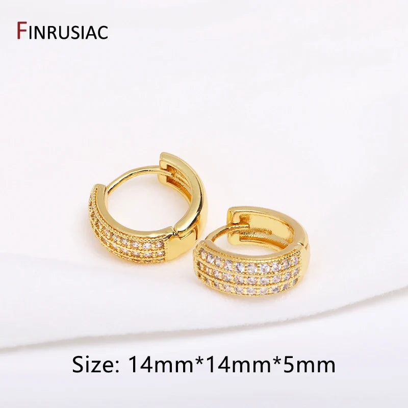 Gold Plated Brass Hoop Earrings with Zircon | Trendy Fashion Jewelry for Women