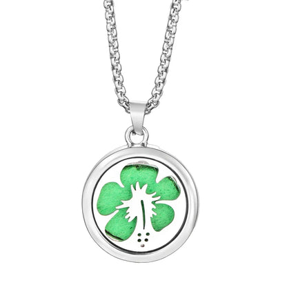 20mm Pattern Insert Perfume Pad Locket Necklace | Stainless Steel Aromatherapy Pendant
