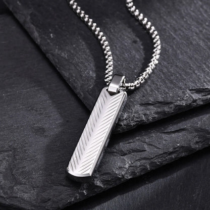 Vnox Stainless Steel Vertical Bar Pendant Necklace for Men | Black Silver Metal Collar Jewelry