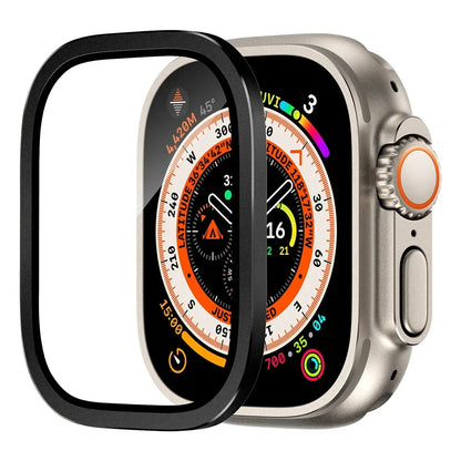 Tempered Glass For Apple Watch band ultra 49mm Screen Protector Anti-Scratch Glare HD Full Film Metal Bumper iWatch Ultra 49mm