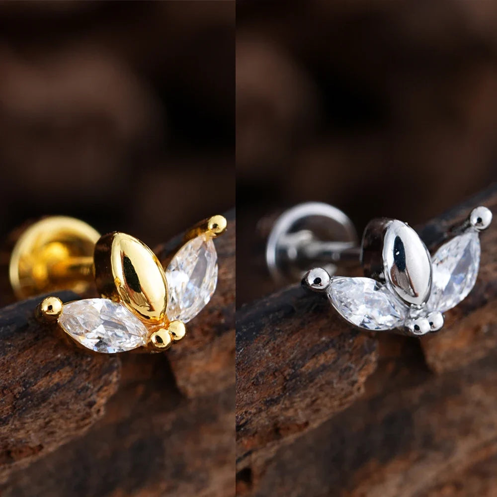 Zircon Star Ear Studs Stainless Steel Cartilage Tragus Helix Piercing | Mixed Style Earrings for Unisex