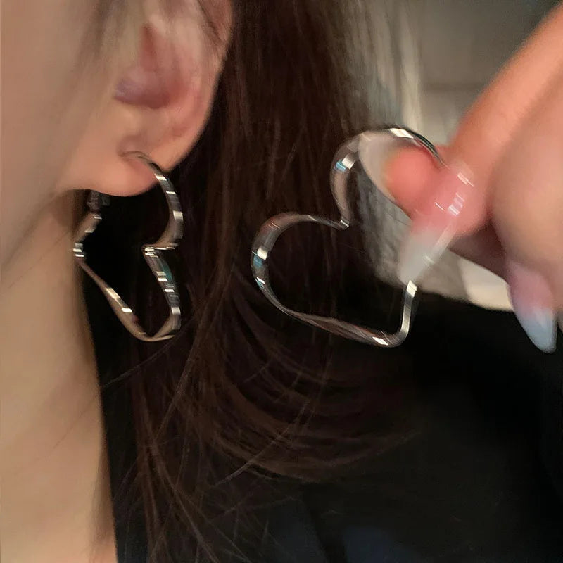 Trendy Hollow Heart Earring Cuff | Fashion Hoop Earrings for Women
