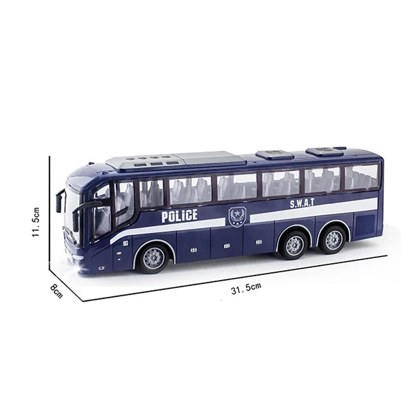 1/30 Rc Bus Electric Remote Control Car with Light Tour Bus School City Model 27Mhz Radio Controlled Machine Toys for Boys Kids