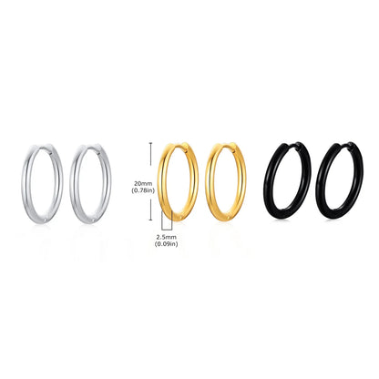 Classic Stainless Steel Hoop Earring for Men Boys | Anti Allergy Metal Huggies Earring