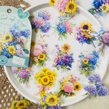 Vintage Floral PET Sticker Pack | 20 Transparent Decals for Junk Journaling