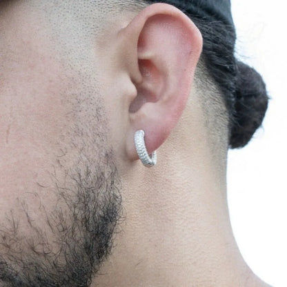 Shiny White Zircon Hoop Earrings | Simple Daily Wear for Women and Men