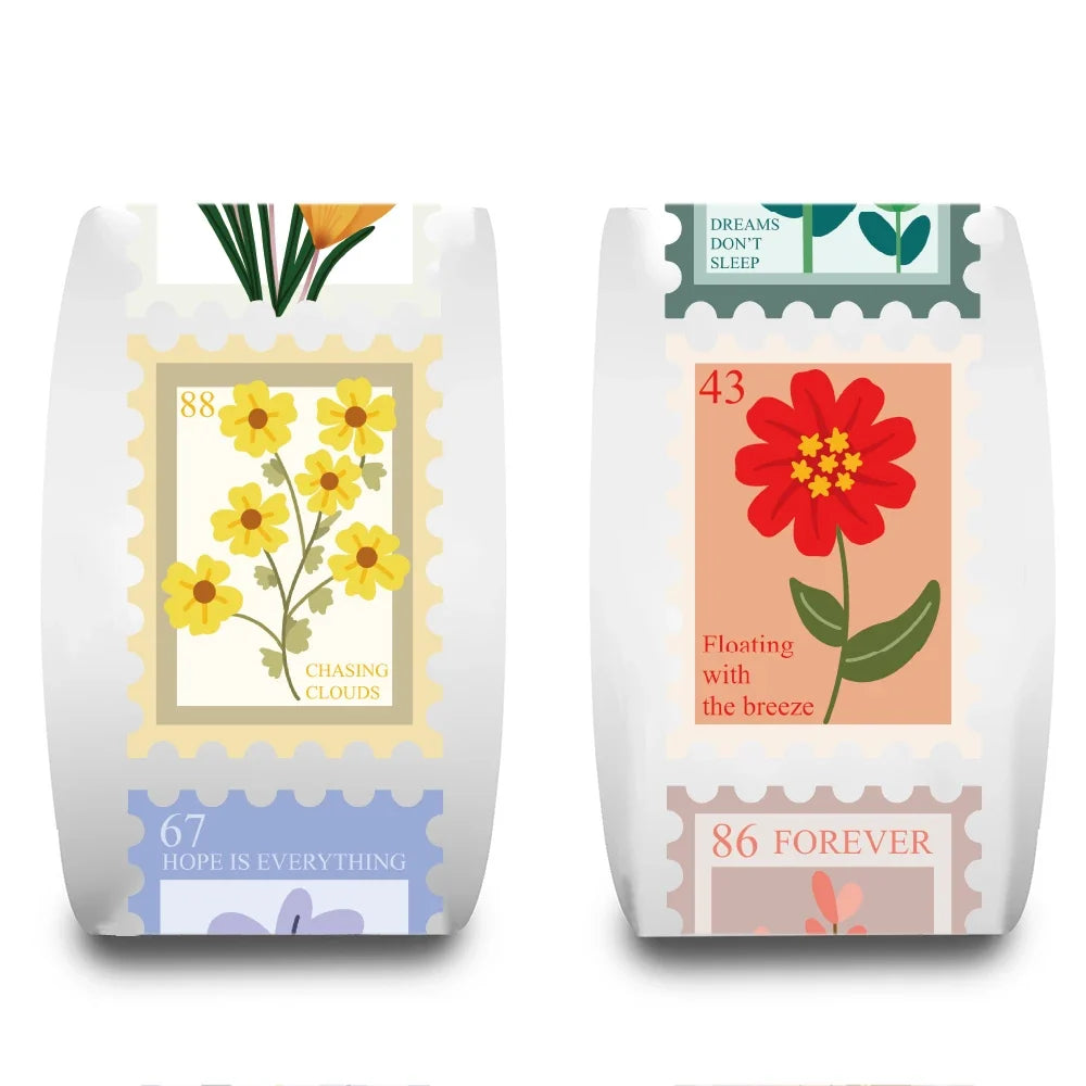500PCS Flower Stamps Roll Sticker Harajuku Cartoon Y2k Fashion Scrapbook Graffiti Cafe DIY Scrapbooking Phone Gifts Decals