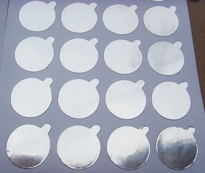Universal Metallic Silver Aluminum Foil Seal Stickers | Tamper-Proof Bottle Seals