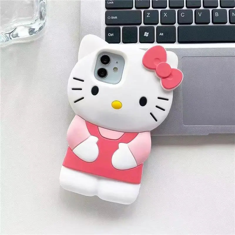 Bowknot Kitty Cat 3D Silicone Soft Phone Case For iPhone 17 Pro Max 16 15 14 Plus 13 Mini 12 11 7 8 4 4S 5 5S X XR SE
