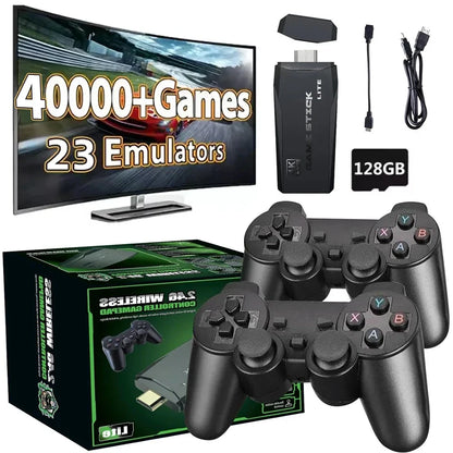 M8 4K Mini Game Stick 40000 Games Built-in with Twin 2.4G Wireless Controllers Video Game Console