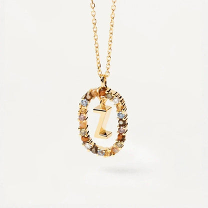 925 Sterling Silver Gold Initial Necklace | Personalized Letter Pendant with Zirconia