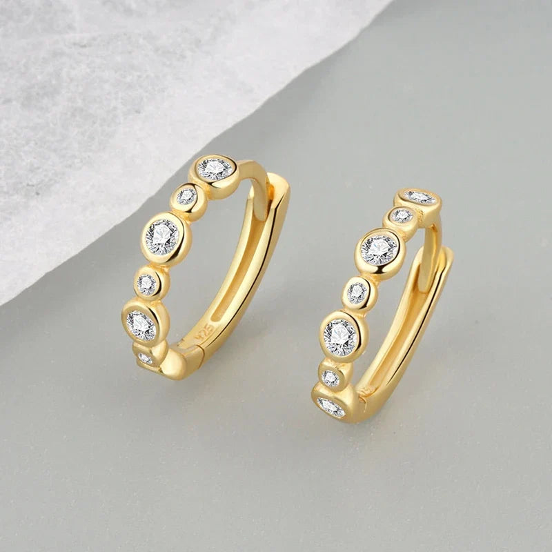 ANENJERY CZ Zircon Circle Hoop Earrings | Punk Trendy Fashion Jewelry