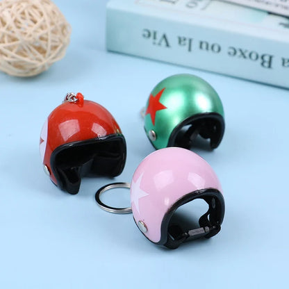 Mini Motorcycle Helmet Keychain | Cute Metal Key Ring for Women and Men