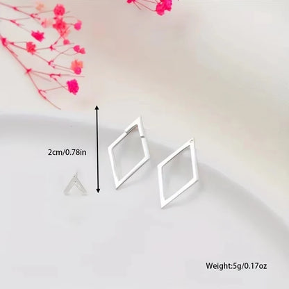 FTCY Geometric Square Stud Earrings | Double-layer Detachable Triangle Earrings for Women