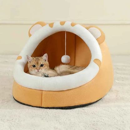 Cozy Cave Cat Bed: Warm Washable Hideaway