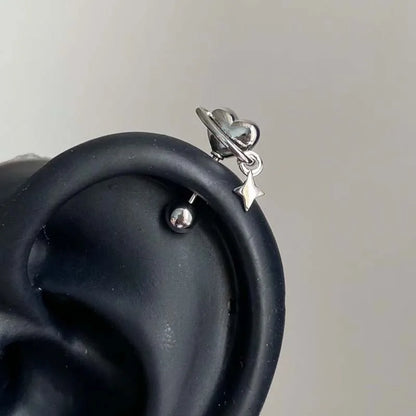 Stainless Steel Heart and Star Stud Earrings | Women's Punk Y2K Jewelry