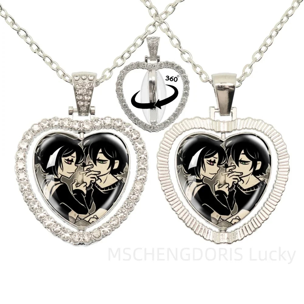 The Coffin Of Andy And Leyley Cosplay Necklace | Double Sided Glass Cabochon Heart Pendant