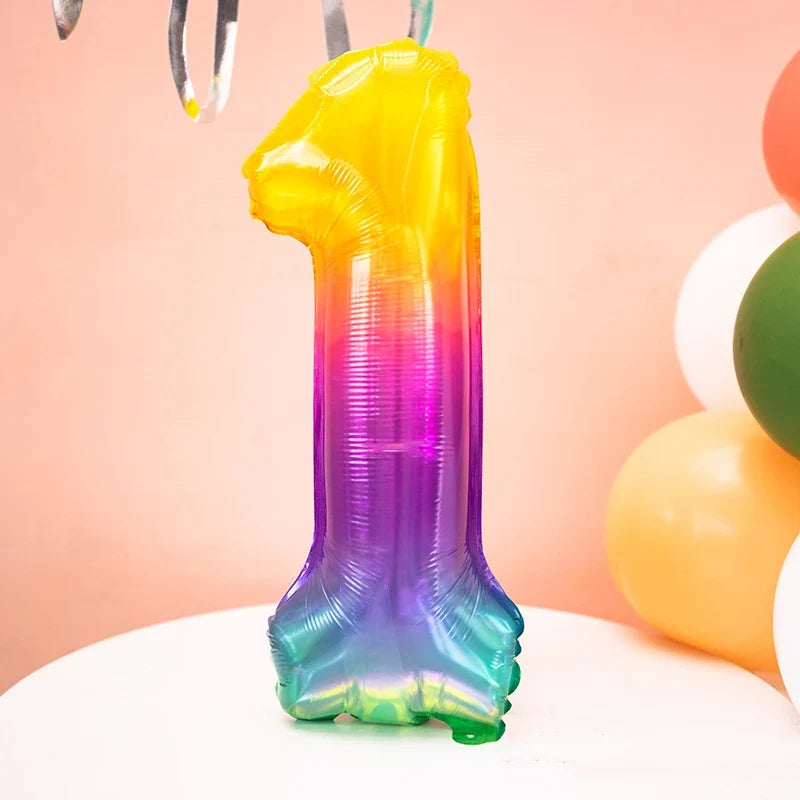 Rainbow Jelly Number Balloon 16 Inch | Birthday Party Decoration