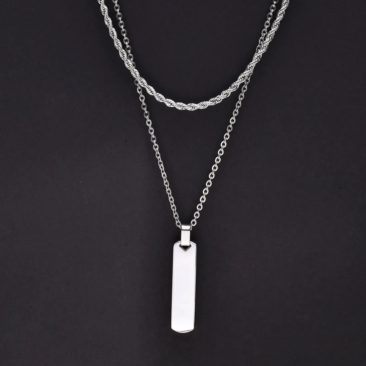 2pcs Vertical Layer Necklaces for Men | Waterproof Stainless Steel Cuban Chain Collar