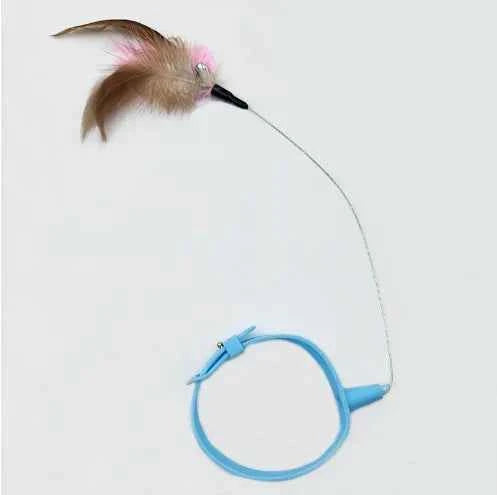 Adjustable Cat Collar Feather Teaser Toy with Bell