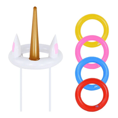 Unicorn Inflatable Ring Toss Game | Kids Birthday Party Beach Pool Toy