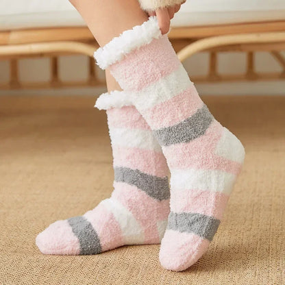 Womens Fuzzy Thermal Sock Plush Grip Hemp Winter Soft Female Home Indoor Warm Bedroom Non slip fluffy Thick Slipper Floor Sock