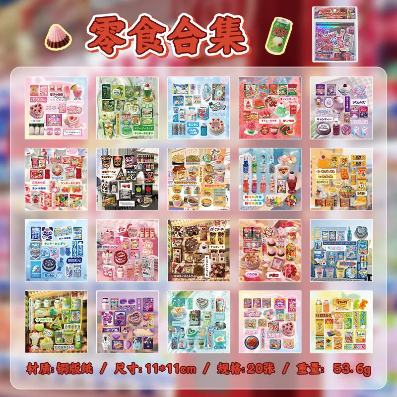 Mr. Paper Cute Foods Scrapbooking Sticker Book | Vintage Fruit Cake Sticker Set for DIY Crafts